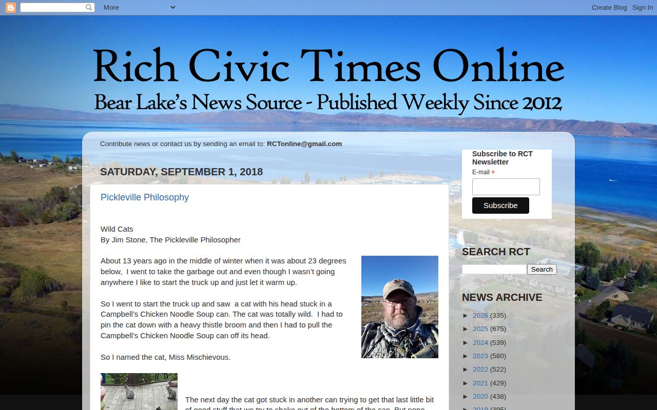 Rich County historical sheriff report context from the Rich Civic Times archive