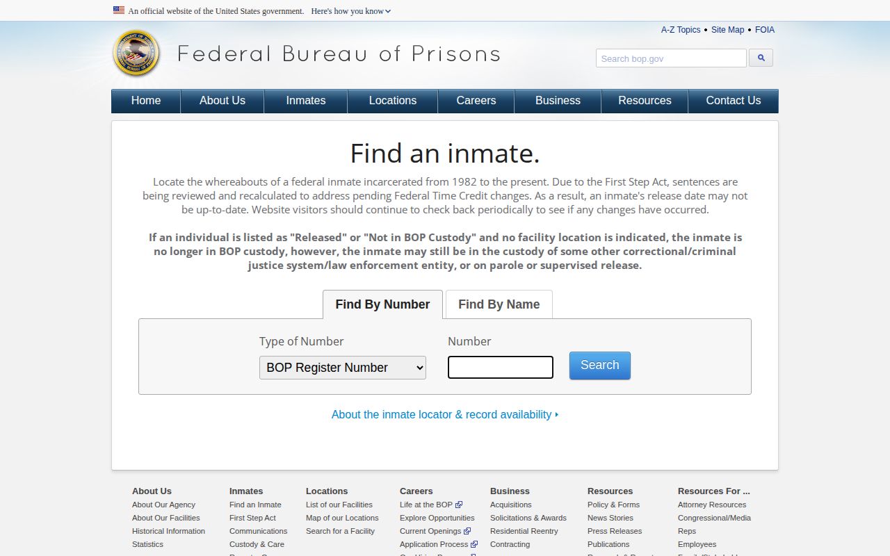Rich County federal custody record locator reference