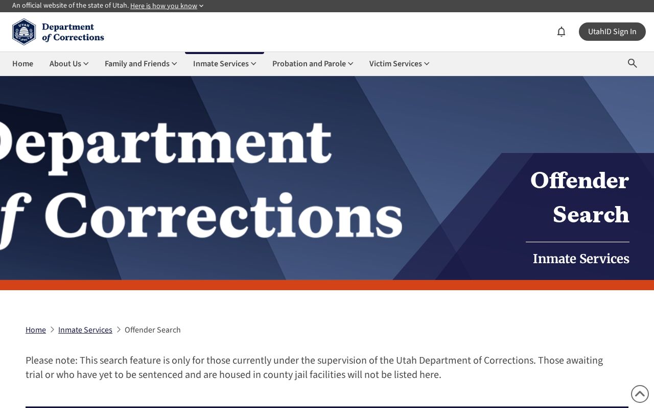 Rich County state corrections offender photo search